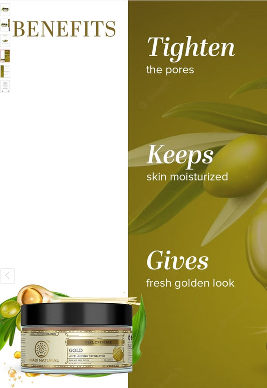 Khadi Natural Gold Peel Off Mask For Deep Cleansing - 50 g
